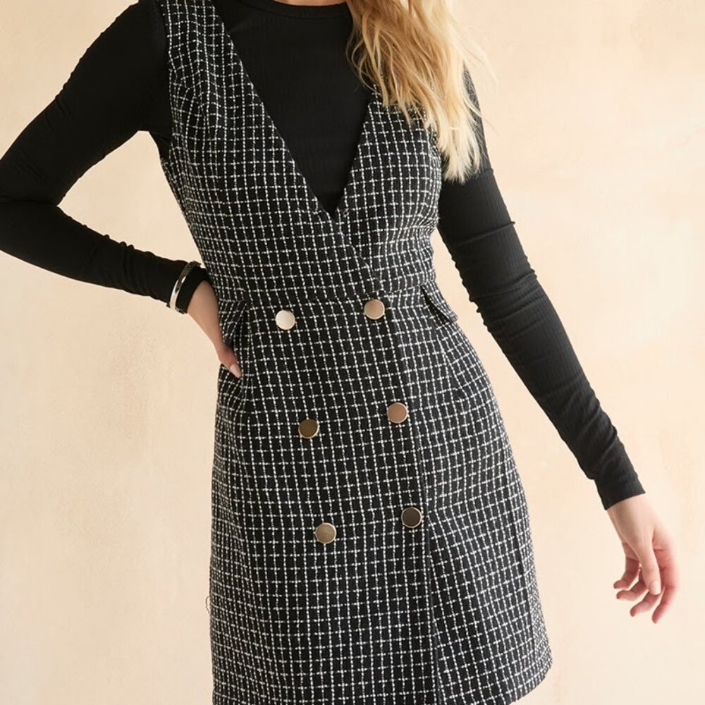 Francesca's Black and White Patterned Mini Dress